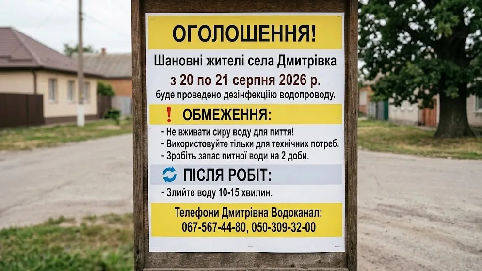 Ілюстрація до повідомлення про дезінфекцію водопровідної мережі. Фото: Дмитрівська територіальна громада