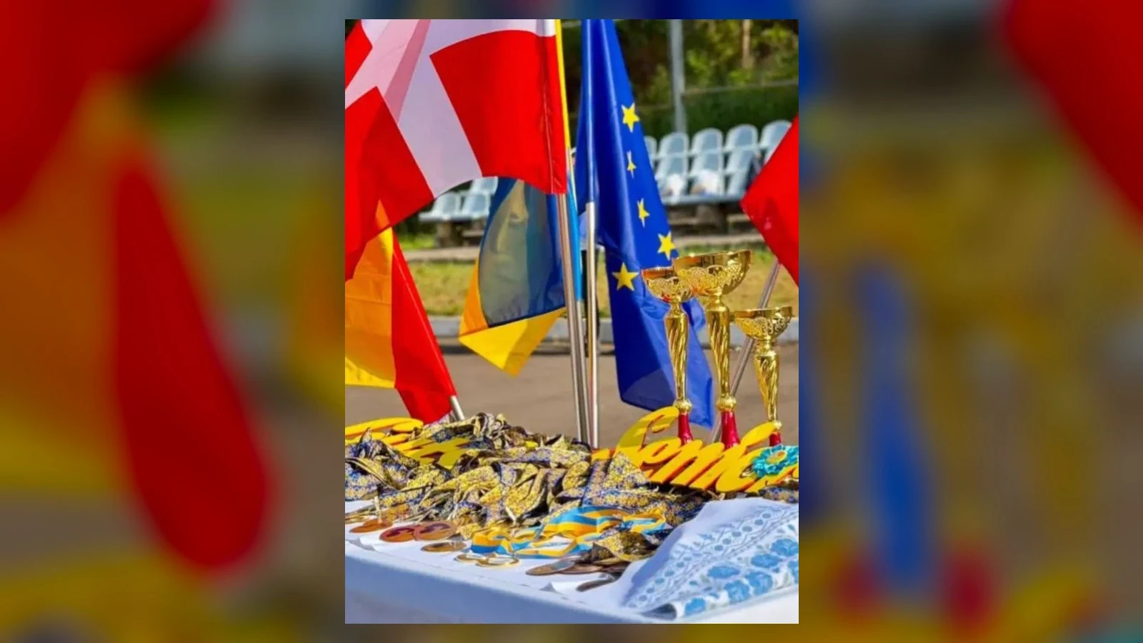 Iryna Pasichnyk with her awards from the 9th International Summer Seniors Games in Lutsk. Photo: Bucha City Council