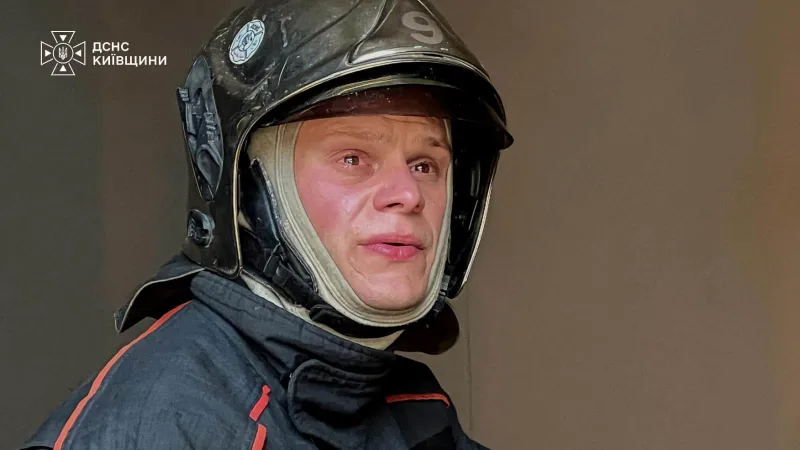 A rescuer after working at a fire