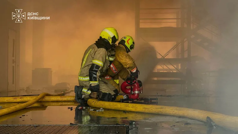 Clearing the aftermath of a strike in the Kyiv region on 4 September