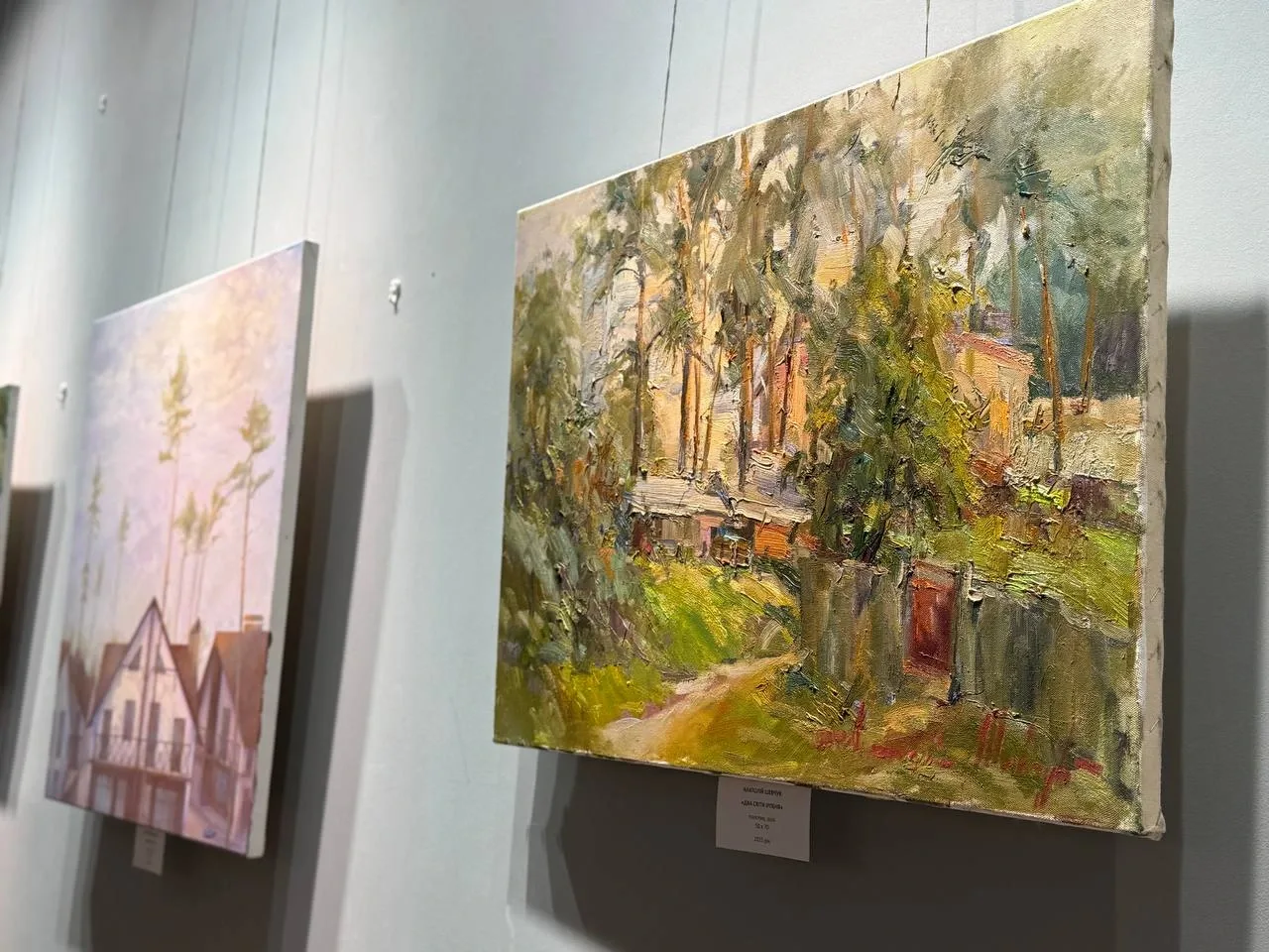 Works by plein air participants on display at the Irpin local history museum. Photo: Irpin city council