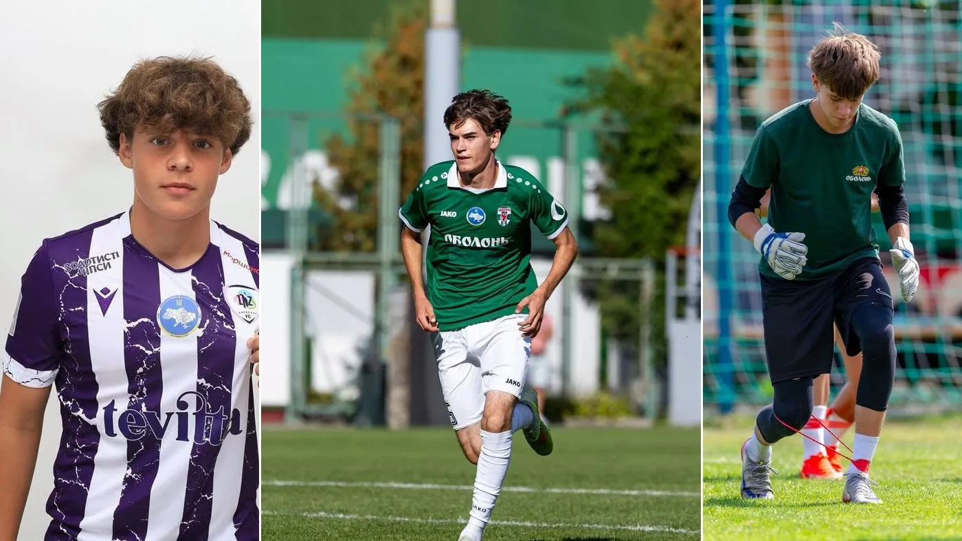 Oleksii Shtelmakh, Nazar Trydid and Illia Slutsenko — graduates of the Sofiivskyi complex who have signed with LNZ and Obolon