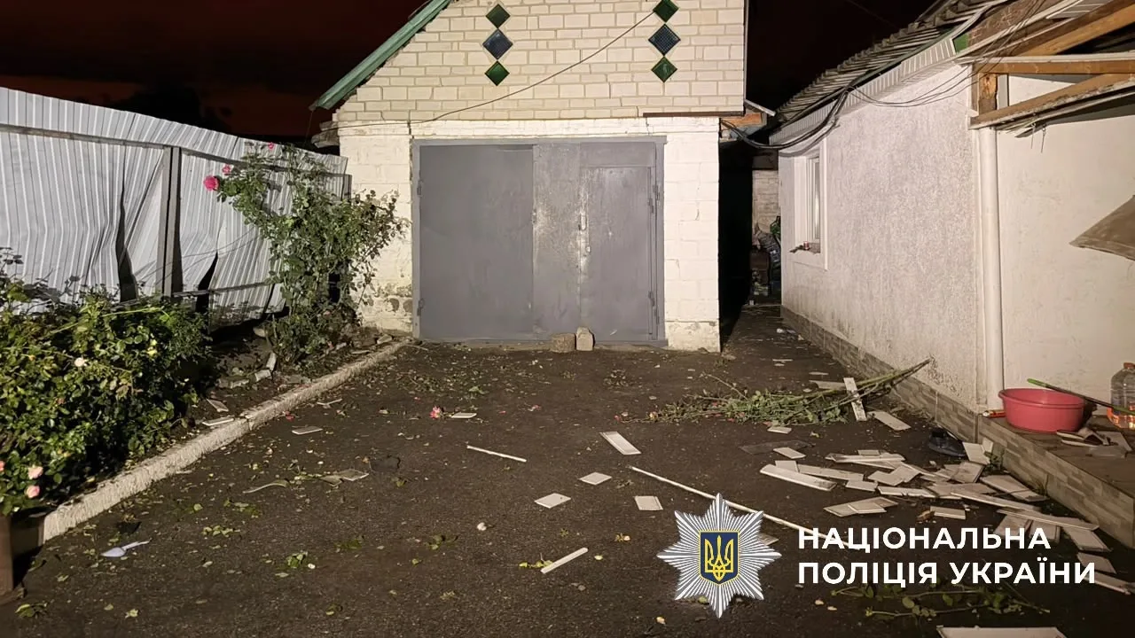 The yard of a private house in Kyiv region after the overnight drone attack