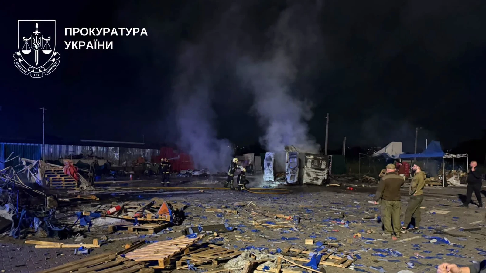 Destroyed rows of the Stolychnyi market after the strike, 27 September