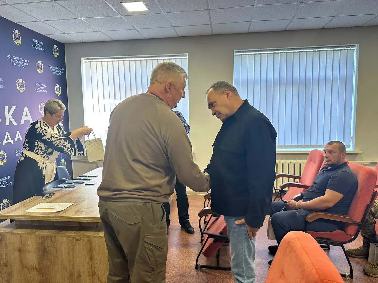 Veterans being awarded in Hostomel on Defenders Day