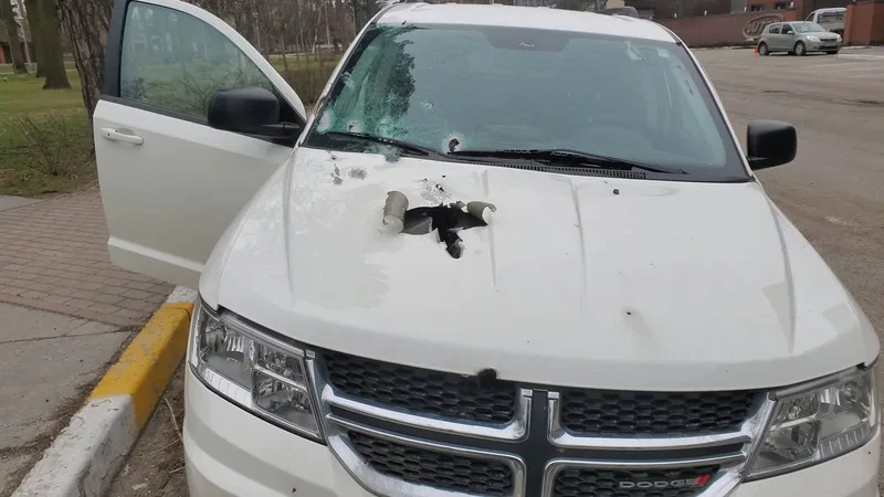 A car riddled with bullets