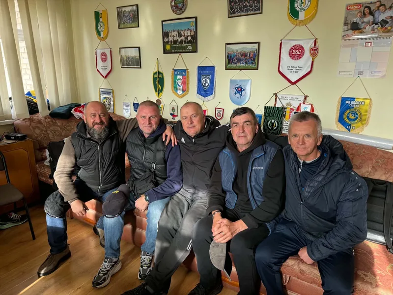 Former Bucha players at the stadium's anniversary