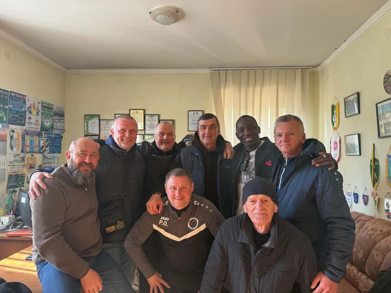 Former Bucha players at the stadium's anniversary