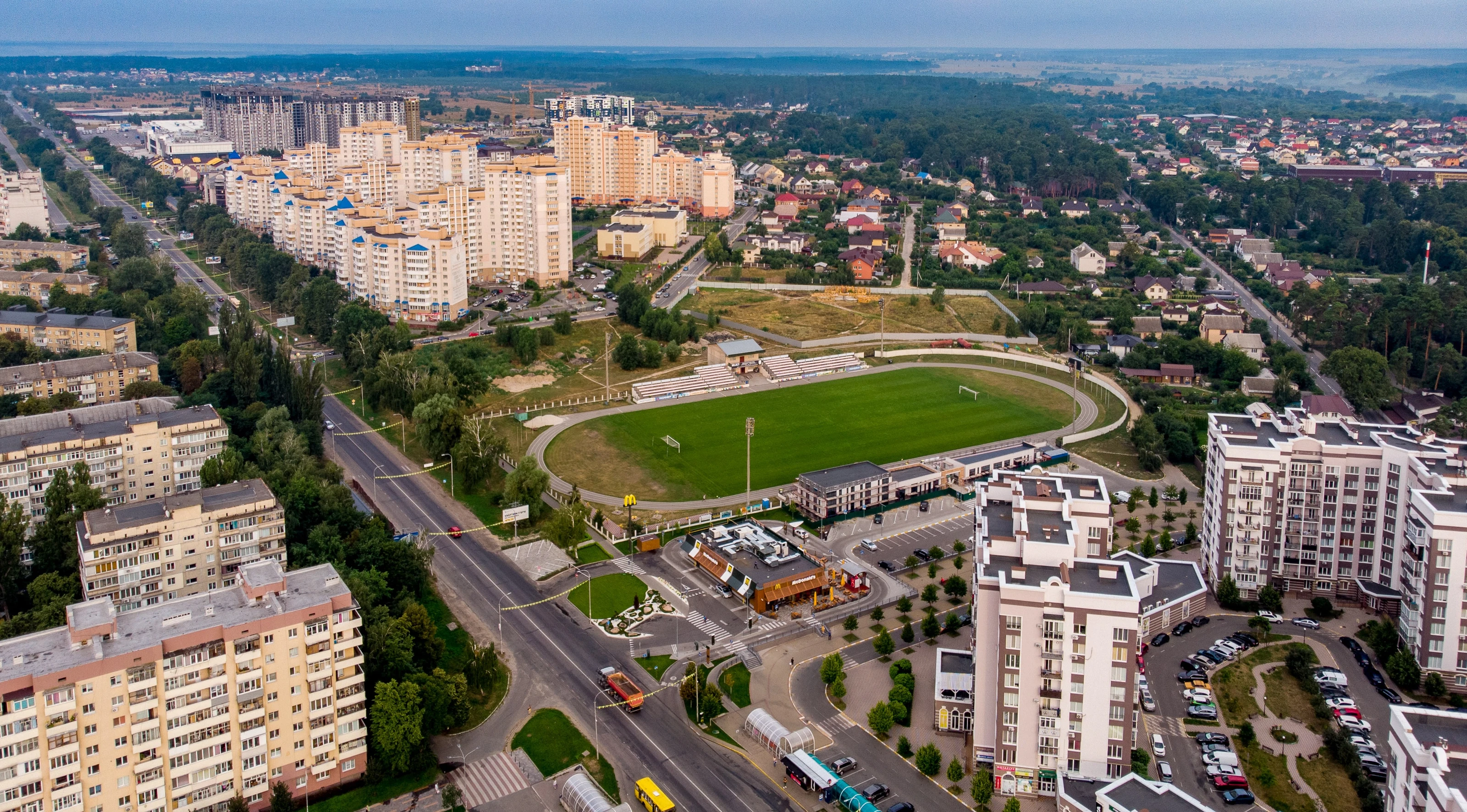 Yuvileinyi in the middle of the city from above