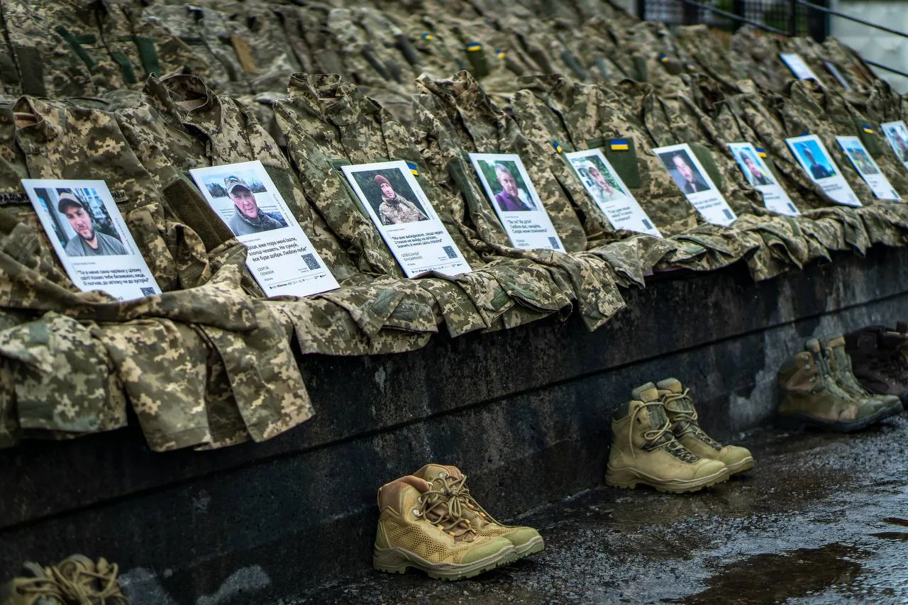 Tunics of missing soldiers in the stand