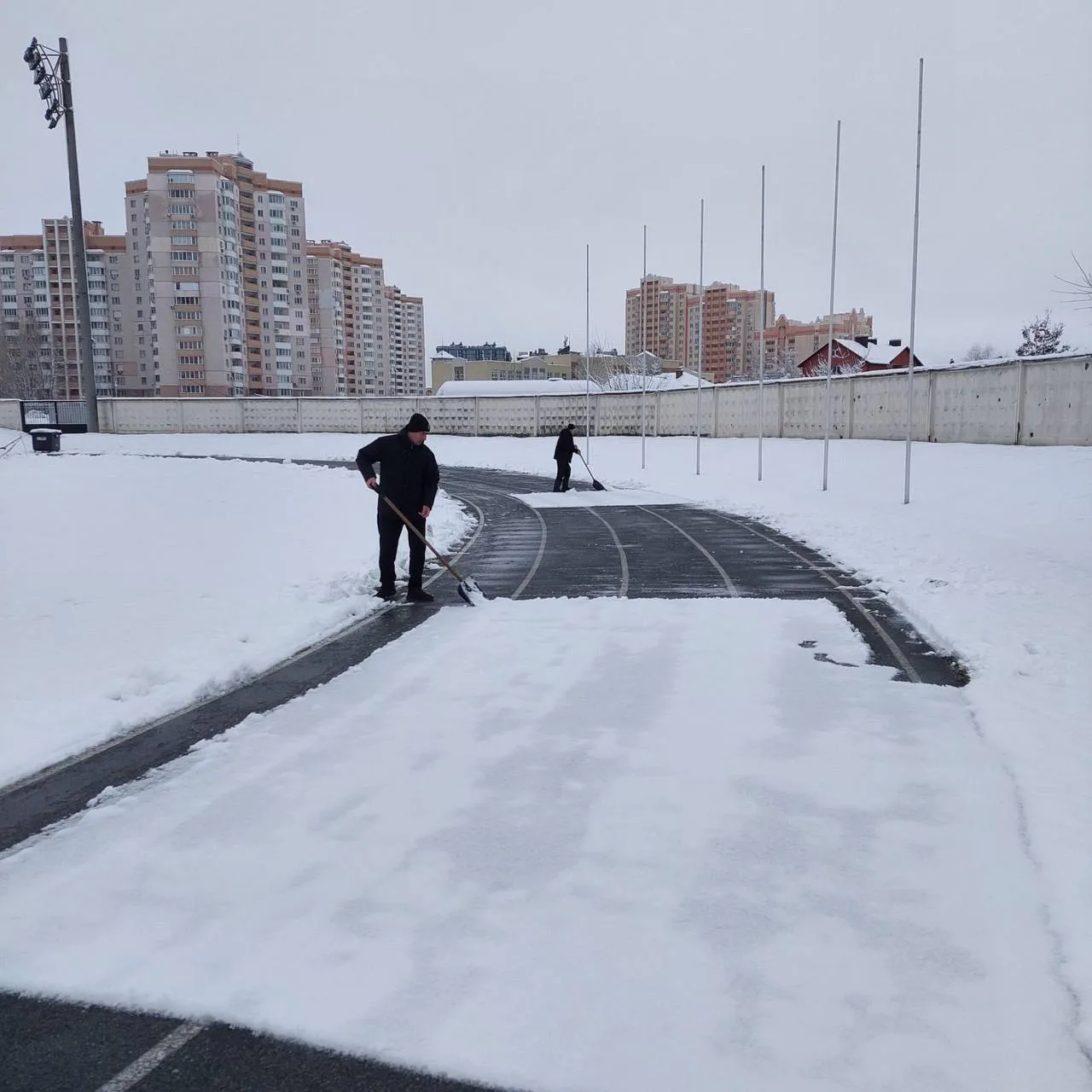 The stadium under snow