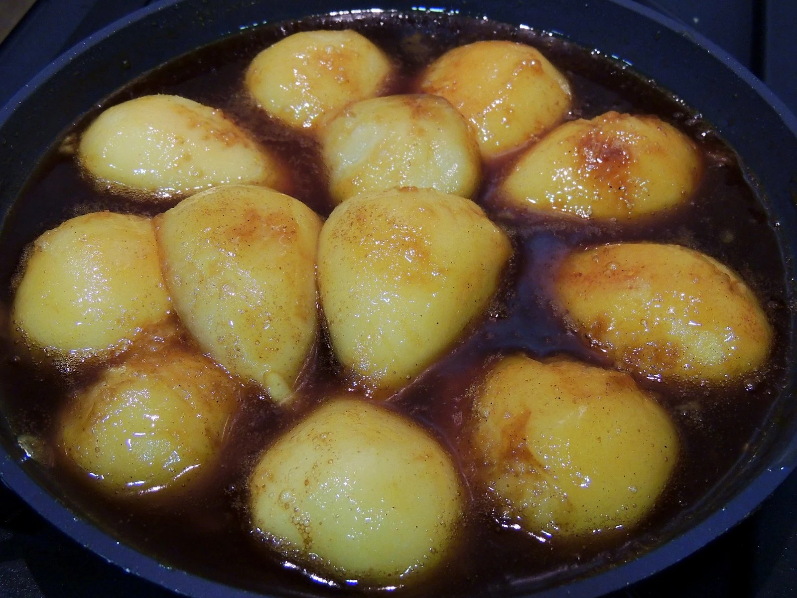 The pears are caramelised on both sides