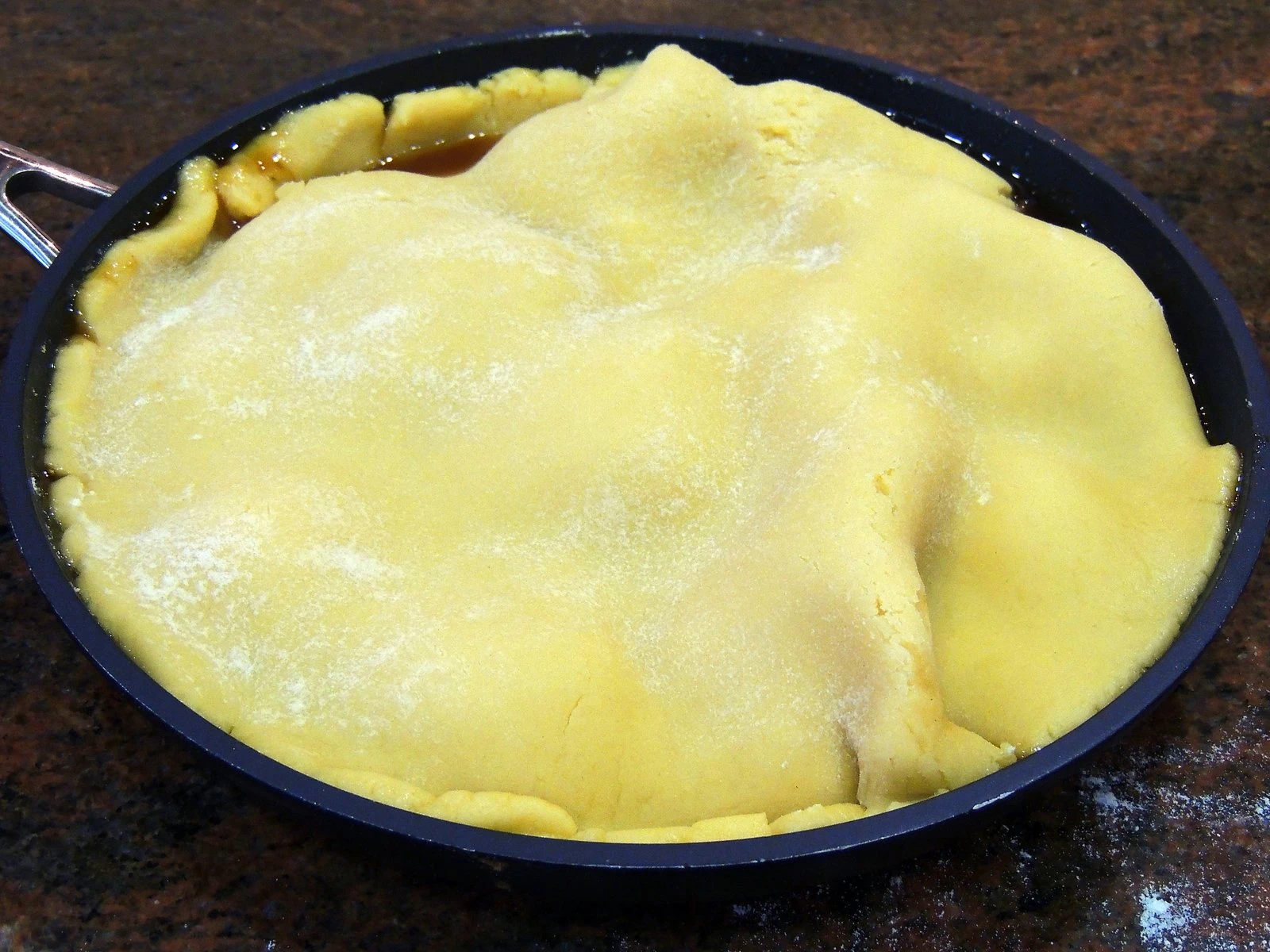 The pears are covered with pastry