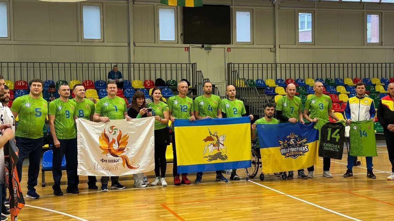 The Kyiv region sitting volleyball team at the Ukrainian championship in Ternopil